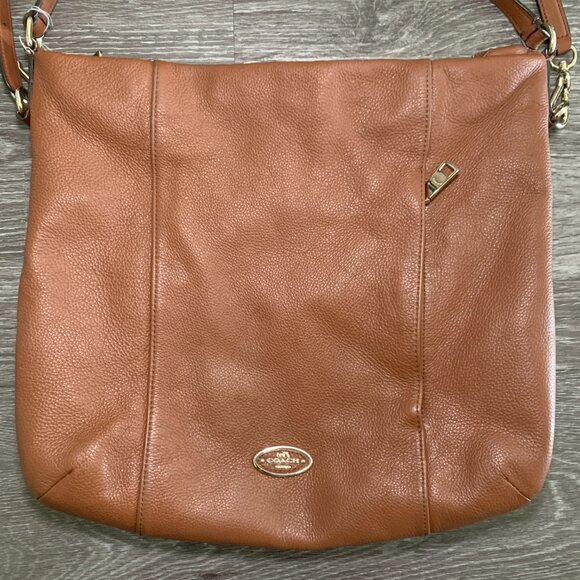 Womens Coach Isabelle Brown Pebbled Leather Shoulder Zip Bag Purse F34511 - Picture 2 of 12